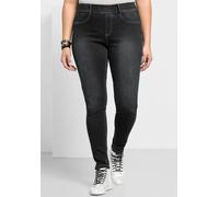 Jeansleggings SHEEGO, Damen, Gr. 48, Normalgrößen, schwarz (schwarz denim), 37% Viskose, 34% Baumwolle, 27% Polyester, 2% Elasthan, unifarben, lang, Jeans (57774346-48) schwarz denim