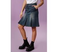 Jeansrock ANISTON CASUAL, Damen, Gr. 44, blau (blau, used), Web, Obermaterial: 79% Baumwolle, 19% Polyester, 2% Elasthan, used, Basic, figurbetont knieumspielend, Röcke Jeansrock, mit eingelegten Falt