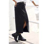 Jeansrock BUFFALO, Damen, Gr. 44, schwarz (schwarz washed), Denim/Jeans, Obermaterial: 99% Baumwolle, 1% Elasthan, unifarben, figurumspielend knöchellang, Röcke Jeansrock, in modischer Midilänge, elas