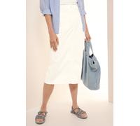 Jeansrock CECIL, Damen, Gr. 30, weiß (vanilleweiß), Web, Obermaterial: 98% Baumwolle, 2% Elasthan, unifarben, regular fit kniebedeckend, Röcke Jeansrock, im Denim-Look (62922269-30)