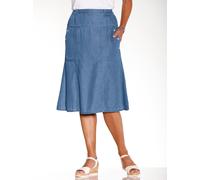 Jeansrock CLASSIC BASICS, Damen, Gr. 40, blau (blau, bleached), 100% Baumwolle, unifarben, knielang, Röcke Jeansrock (86441359-40) blau, bleached