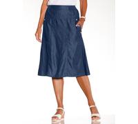 Jeansrock CLASSIC BASICS, Damen, Gr. 42, blau (blau, stone, washed), 100% Baumwolle, unifarben, knielang, Röcke Jeansrock (14366364-42) blau, stone, washed