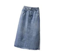 Jeansrock Für Damen - Blau Große Größe Hohe Taille Lange Jeans Röcke, Mode Knöpfe Bleistift Rücken Split Cowboy Rock, Frühling Und Herbst Frauen Geeignet Für Den Alltag, Blau, L