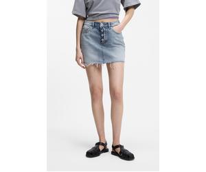 Jeansrock HUGO "Galanie", Damen, Gr. XL, blau (bright blau 430), Denim/Jeans, Obermaterial: 100% Baumwolle, unifarben, mini, Röcke Jeansrock, in Mini-Länge, Mid Rise (70810746-XL) bright blau 430