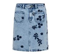 Jeansrock KAFFE "Denimrock KAbabena", Damen, Gr. 44, blau (blau denim w, navy flower emb.), Obermaterial: 95% Baumwolle CO. 5% Polyester PES., Röcke Jeansrock (41103065-44) blau denim w, navy flower e
