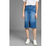 Jeansrock KANGAROOS, Damen, Gr. 44, blau (blau used), Denim/Jeans, Obermaterial: 98% Baumwolle, 2% Elasthan, unifarben, Basic, figurbetont ca. Mitte Wade, Röcke Jeansrock, in Midilänge mit Schlitz (22
