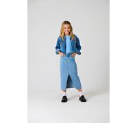 Jeansrock KIDS ONLY "KOGSIRI FRONT SLIT SKIRT DNM GUA NOOS", Mädchen, Gr. 164, blau (light blau denim), Jersey, Obermaterial: 74% Baumwolle, 25% Polyester, 1% Elasthan, unifarben, lang, Röcke Jeansroc