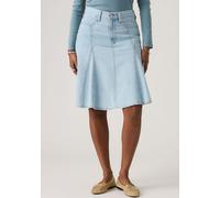 Jeansrock LEVI'S "GODET KNEE LENGTH SKIRT", Damen, Gr. 30, of course stone, Denim/Jeans, Obermaterial: 55% Baumwolle, 45% Lyocell, unifarben, normal kniefrei, Röcke Jeansrock, Midirock mit Falten (434