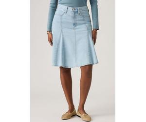 Jeansrock LEVI'S "GODET KNEE LENGTH SKIRT", Damen, Gr. 31, of course stone, Denim/Jeans, Obermaterial: 55% Baumwolle, 45% Lyocell, unifarben, normal kniefrei, Röcke Jeansrock, Midirock mit Falten (434