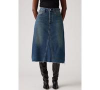 Jeansrock LEVI'S "HR A LINE DECON SKIRT", Damen, Gr. 30, hinged heart, Denim/Jeans, Obermaterial: 100% Baumwolle, kniebedeckend, Röcke Jeansrock, in trendy Midi-Länge mit ausgefranster Kante (48619228