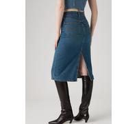 Jeansrock LEVI'S "HR BACK SLIT SKIR", Damen, Gr. 28, blau (review time), Web, Obermaterial: 100% Baumwolle, slim fit kniebedeckend, Röcke Jeansrock, mit Schlitz hinten (83290541-28) review time