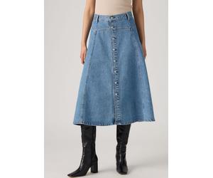 Jeansrock LEVI'S "YOKED WESTERN SKIRT", Damen, Gr. 26, blau (inner adventurer stone), Web, Obermaterial: 100% Baumwolle, normal kniebedeckend, Röcke Jeansrock (67192216-26) inner adventurer stone