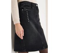 Jeansrock CECIL, Damen, Gr. 32, schwarz washed, Jeans, 77% Baumwolle, 20% Polyester, 3% Elasthan, unifarben, normal knielang, Röcke Jeansrock, mit dekorativen Nieten (15860317-32) schwarz washed