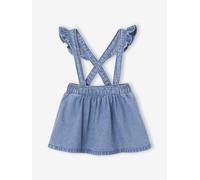 Jeansrock mit verstellbaren Träger & Volants Mädchen Bio-Baumwolle blau Gr. 62 von Vertbaudet