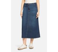 Midirock BETTY BARCLAY "Damen mit Waschung", Damen, Gr. 42, dunkelblau denim, Obermaterial: 70% Baumwolle, 23% Polyester, 4% Lyocell, 3% Elasthan, ausgestellt lang, Röcke (93752151-42) dunkelblau deni