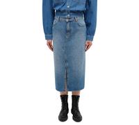 Jeansrock MUSTANG "EUREKA Denim", Damen, Gr. 28, blau (medium middle), Denim/Jeans, Obermaterial: 100% Baumwolle, unifarben, regular fit kniebedeckend, Röcke Jeansrock, mit einem Gehschlitz (31569922-