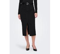 Jeansrock ONLY "ONLSIRI FRONT SLIT SKIRT DNM GUA NOOS", Damen, Gr. M (38), schwarz (schwarz denim), Denim/Jeans, Obermaterial: 74% Baumwolle, 25% Polyester, 1% Elasthan, unifarben, ca. Mitte Wade, Röc