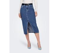 Jeansrock ONLY "ONLSIRI FRONT SLIT SKIRT DNM GUA NOOS", Damen, Gr. XS (34), blau (medium blau denim), Denim/Jeans, Obermaterial: 74% Baumwolle, 25% Polyester, 1% Elasthan, unifarben, ca. Mitte Wade, R