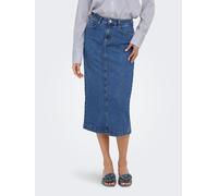 Jeansrock ONLY "ONLWONDER MIDI BACK SLIT SKIRT PIM DNM", Damen, Gr. L (40), blau (medium blau denim), Denim/Jeans, Obermaterial: 79% Baumwolle, 20% Polyester, 1% Elasthan, unifarben, modisch, figurbet