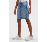 Jeansrock SOCCX, Damen, Gr. M, sky blau, Jeans, Material: 63% Baumwolle, 25% Polyester, 10% Viskose, 2% Elasthan, bestickt, regular fit, Röcke Jeansrock, mit Gehschlitz (58417539-M) sky blau