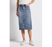 Jeansrock STREET ONE, Damen, Gr. 36, blau (light blau washed), Jeans, 83% Baumwolle, 16% Polyester, 1% Elasthan, unifarben, casual, normal wadenlang, Röcke, High Waist (38443920-36) light blau washed