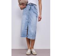 Street One Frauen Midi-Jeansrock in hellblauer Waschung in Blau, Gr: 38