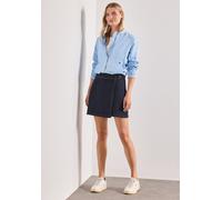 Minirock STREET ONE, Damen, Gr. 42, blau (rinse blau washed), Jeans, 83% Baumwolle, 15% Polyester, 2% Elasthan, unifarben, normal ca. Mitte Oberschenkel, Röcke Minirock, in Wickel-Optik (74092436-42)