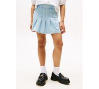 Jeansrock TOMMY HILFIGER "DENIM PLEATED SKIRT", Mädchen, Gr. 12 (152), drapeylight, Web, Obermaterial: 98% Baumwolle, 2% Elasthan, unifarben, regular fit kniefrei, Röcke Jeansrock, für Kinder bis 16 J