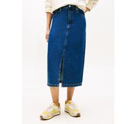Jeansrock TOMMY HILFIGER "DNM EMI MIDI STRAIGHT SKIRT HW", Damen, Gr. 34, emi, Web, Obermaterial: 100% Baumwolle, unifarben, straight fit wadenlang, Röcke Jeansrock (45458029-34) emi