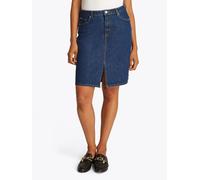 Jeansrock TOMMY HILFIGER "DNM KNEE STRAIGHT SKIRT RW ACE", Damen, Gr. 40, blau (ace), Denim/Jeans, Obermaterial: 100% Baumwolle, unifarben, casual, straight fit knielang, Röcke, mit Schlitz vorne, mit