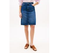 Jeansrock TOMMY HILFIGER "DNM NEW DOREEN KNEE SKIRT RW", Damen, Gr. 42, new doreen, Web, Obermaterial: 100% Baumwolle, unifarben, gerade knielang, Röcke Jeansrock, mit 5-Pocket-Design (83309013-42) ne