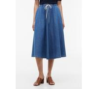 Jeansrock TOMMY HILFIGER "MIDI FLARED SKIRT MIA RW", Damen, Gr. L (42/44), mia, Denim/Jeans, Obermaterial: 100% Baumwolle, unifarben, regular fit wadenlang, Röcke Jeansrock, Baumwolle, in ausgestellte