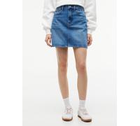 Jeansrock TOMMY JEANS "90'S MOM SKIRT BJ0133", Damen, Gr. 33, blau (denim medium), Denim/Jeans, Obermaterial: 99% Baumwolle, 1% Elasthan, Abriebeffekte, regular fit kurz, Röcke Jeansrock, Baumwollmisc