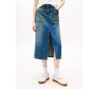 Jeansrock TOMMY JEANS "CLAIRE MIDI SKIRT UTILITY CI2037", Damen, Gr. 32, blau (denim medium), Denim/Jeans, Obermaterial: 100% Baumwolle, unifarben, ca. Mitte Wade, Röcke Jeansrock (77171959-32) denim 