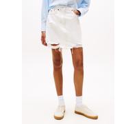 Jeansrock TOMMY JEANS "MOM SKIRT CI8091", Damen, Gr. 29, denim weiß, Denim/Jeans, Obermaterial: 99% Baumwolle, 1% Elasthan, Destroyed-Effekte, unifarben, figurbetont kurz, Röcke Jeansrock, mit Destroy