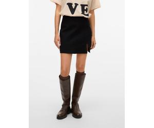 Jeansrock VERO MODA "VMNELLY HR SHORT SKIRT DNM MIX NOOS", Damen, Gr. L (40), schwarz, Denim/Jeans, Obermaterial: 70% Baumwolle, 29% Polyester, 1% Elasthan, unifarben, regular fit knielang, Röcke Jean