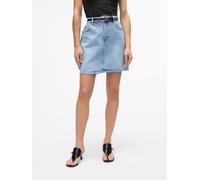 Jeansrock VERO MODA "VMTESSA HR SHORT DNM SKIRT MIX GA NOOS", Damen, Gr. XS (34), blau (light blau denim), Denim/Jeans, Obermaterial: 99% Baumwolle, 1% Elasthan, unifarben, kurz, Röcke Jeansrock, Baum