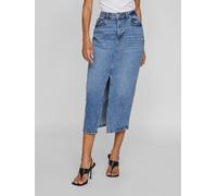 Jeansrock VILA "VIJAF HW MIDI DENIM SKIRT-NOOS", Damen, Gr. 36, blau (medium blau denim detail:wash mbd, 011), Denim/Jeans, Obermaterial: 99% Baumwolle, 1% Elasthan, wadenlang, Röcke Jeansrock (644127