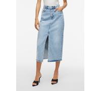 Jeansrock VILA "VIJAF HW MIDI DENIM SKIRT-NOOS", Damen, Gr. 40, blau (light blau denim detail:wash lbd 065), Denim/Jeans, Obermaterial: 99% Baumwolle, 1% Elasthan, wadenlang, Röcke Jeansrock (32429430
