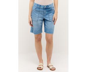 Jeansshorts ANGELS "LIA URBAN", Damen, Gr. 36, N-Gr, heaven blau random used, Denim/Jeans, Obermaterial: 89% Baumwolle, 8% Polyester, 3% Elasthan, unifarben, loose fit knielang, Jeans Jeansshorts, im