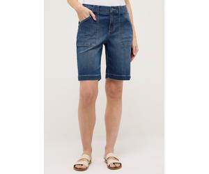 Jeansshorts ANGELS "LIA URBAN", Damen, Gr. 36, N-Gr, mid blau used, Denim/Jeans, Obermaterial: 89% Baumwolle, 8% Polyester, 3% Elasthan, unifarben, loose fit knielang, Jeans Jeansshorts, im Five-Pocke