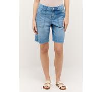 Jeansshorts ANGELS "LIA URBAN", Damen, Gr. 42, N-Gr, heaven blau random used, Denim/Jeans, Obermaterial: 89% Baumwolle, 8% Polyester, 3% Elasthan, unifarben, loose fit knielang, Jeans Jeansshorts, im