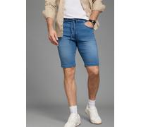 Jeansshorts ARIZONA, Herren, Gr. 44, N-Gr, blau used, Denim/Jeans, Obermaterial: 78% Baumwolle, 21% Polyester, 1% Elasthan, unifarben, regular fit kniefrei, Jeans Jeansshorts, gerade geschnittenes Bei
