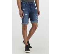 Jeansshorts BLEND "BHDeniz", Herren, Gr. L, US-Größen, denim dunkelblau, Web, 98% Baumwolle, 2% Elastan, unifarben, normal kurz, Jeans Jeansshorts, Stilvolle 5-Pocket-Jeansshorts mit Destroyed-Effekte
