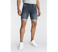 Jeansshorts BRUNO BANANI, Herren, Gr. 38, Länge 32, blau (dunkelblau us), Denim/Jeans, Obermaterial: 70% Baumwolle, 28% Polyester, 2% Elasthan, gerade kurz, Jeans Jeansshorts, bequemer Sitz, gerade Be