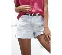 Jeansshorts BUFFALO, Damen, Gr. 46, N-Gr, blau (blau washed), Denim/Jeans, Obermaterial: 100% Baumwolle, unifarben, figurumspielend kurz, Jeans Jeansshorts, mit Used-Effekten, Seitenschlitze, kurze Ho