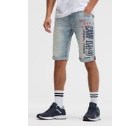 Jeansshorts CAMP DAVID, Damen, Gr. 32, Kurz, grau blau print, Denim/Jeans, Material: 98% Baumwolle, 2% Elasthan, bedruckt, slim fit, Jeans Jeansshorts, mit normaler Leibhöhe (79996846-32) grau blau pr