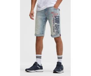 Jeansshorts CAMP DAVID, Herren, Gr. 32, Kurz, blau (grau blau print), Denim/Jeans, Material: 98% Baumwolle, 2% Elasthan, bedruckt, slim fit, Jeans Jeansshorts, mit normaler Leibhöhe (79996846-32) grau