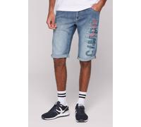 Jeansshorts CAMP DAVID, Herren, Gr. 38, Kurz, blau, Denim/Jeans, Material: 72% Baumwolle, 27% Polyester, 1% Elasthan, Zusatz: Enthält nichttextile Teile tierischen Ursprungs (Badge), Abriebeffekte, sl