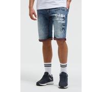 Jeansshorts CAMP DAVID, Herren, Gr. 40, Kurz, sunset lake print jogg, Sweatware, Material: 61% Baumwolle, 38% Polyester, 1% Elasthan, Zusatz: Enthält nichttextile Teile tierischen Ursprungs (Badge), b
